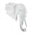 Statue tête éléphant murale en résine blanche brillante 40 cm - 3