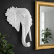 Statue tête éléphant murale en résine blanche brillante 40 cm - 4