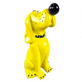 Statue chien Pluto en résine jaune citron brillante 30 cm assis