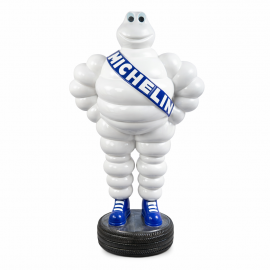 Statue Bibendum Michelin XXL en résine blanche 120 cm écharpe bleue