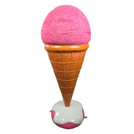 Stop trottoir glace géante XXL en résine fibrée 140 cm rose fraise