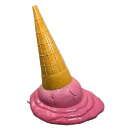 Stop trottoir glace renversée XXL résine fibrée 112 cm rose humour