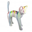 Statue chat en résine multicolore XXL 105 cm - 3