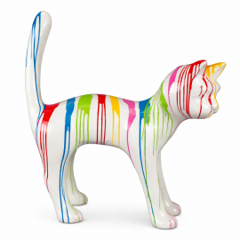 Statue chat en résine multicolore XXL 105 cm