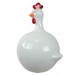 tatue poule décorative en résine blanche brillante 60 cm - 1