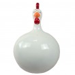 tatue poule décorative en résine blanche brillante 60 cm - 2