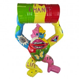 Statue gorille Donkey Kong pop art multicolore 100 cm