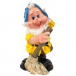 Statue nain de jardin au balai r&eacute;sine 38 cm chapeau bleu