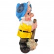 Statue nain de jardin au balai résine 38 cm chapeau bleu - 2
