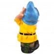 Statue nain de jardin au balai résine 38 cm chapeau bleu - 3