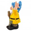 Statue nain de jardin au balai résine 38 cm chapeau bleu - 4