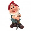 Statue nain de jardin à la hache résine 43 cm chapeau rouge - 1