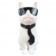 Statue chat résine blanc lunettes écharpe noire assis 40 cm - 1