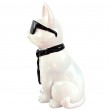 Statue chat résine blanc lunettes écharpe noire assis 40 cm - 2