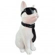 Statue chat résine blanc lunettes écharpe noire assis 40 cm - 5