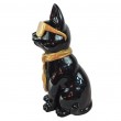 Statue chat résine noir lunettes écharpe dorées assis 40 cm - 2