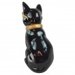 Statue chat résine noir lunettes écharpe dorées assis 40 cm - 3