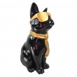 Statue chat résine noir lunettes écharpe dorées assis 40 cm - 4