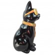 Statue chat résine noir lunettes écharpe dorées assis 40 cm - 5