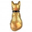 Statue chat résine doré lunettes écharpe noires assis 40 cm - 3