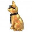 Statue chat résine doré lunettes écharpe noires assis 40 cm - 4