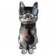 Statue chat r&eacute;sine acier lunettes &eacute;charpe noires assis 40 cm