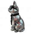 Statue chat résine acier lunettes écharpe noires assis 40 cm - 3