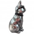 Statue chat résine acier lunettes écharpe noires assis 40 cm - 5