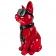 Statue chat résine rouge lunettes écharpe noires assis 40 cm - 2