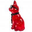 Statue chat résine rouge lunettes écharpe noires assis 40 cm - 3
