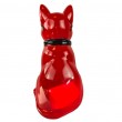 Statue chat résine rouge lunettes écharpe noires assis 40 cm - 4