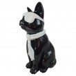 Statue chat résine noir lunettes écharpe blanches assis 40 cm - 2