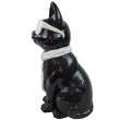 Statue chat résine noir lunettes écharpe blanches assis 40 cm - 3