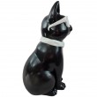Statue chat résine noir lunettes écharpe blanches assis 40 cm - 5