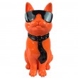 Statue Chat Résine Orange Lunettes Écharpe Noires 40cm - 1