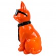 Statue Chat Résine Orange Lunettes Écharpe Noires 40cm - 3
