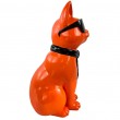 Statue Chat Résine Orange Lunettes Écharpe Noires 40cm - 5