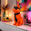 Statue Chat Résine Orange Lunettes Écharpe Noires 40cm - 7