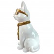 Statue chat résine blanc lunettes écharpe dorées assis 40 cm - 3