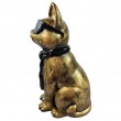 Statue chat résine doré antique lunettes écharpe noires assis 40 cm - 3