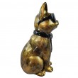Statue chat résine doré antique lunettes écharpe noires assis 40 cm - 5