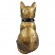 Statue chat résine doré antique lunettes écharpe noires 30 cm - 4