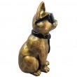 Statue chat résine doré antique lunettes écharpe noires 30 cm - 5