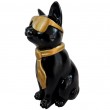 Statue chat résine noir lunettes écharpe dorées 30 cm - 2