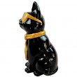 Statue chat résine noir lunettes écharpe dorées 30 cm - 3