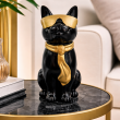 Statue chat résine noir lunettes écharpe dorées 30 cm - 8