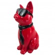 Statue chat résine rouge lunettes écharpe noires 30 cm - 2