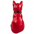 Statue chat résine rouge lunettes écharpe noires 30 cm - 4