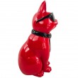 Statue chat résine rouge lunettes écharpe noires 30 cm - 5