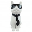 Statue chat résine blanc lunettes écharpe noires 30 cm - 1